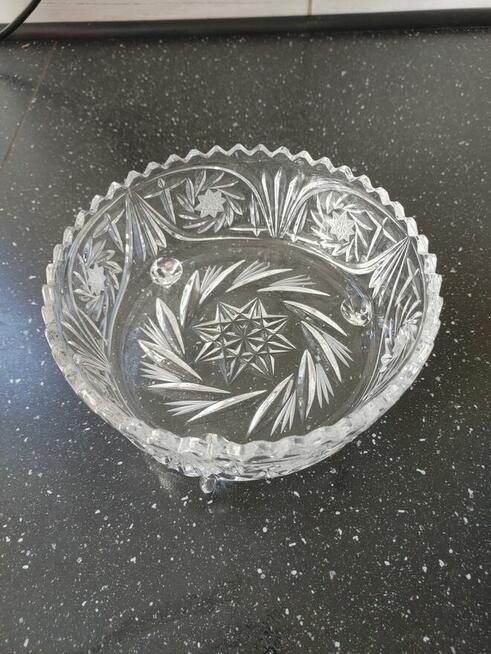 Patera kryształowa z nóżkami - na owoce lub słodycze - PRL