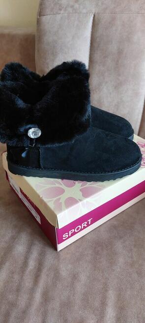 Kozaczki ocieplane damskie z cyrkoniami nowe