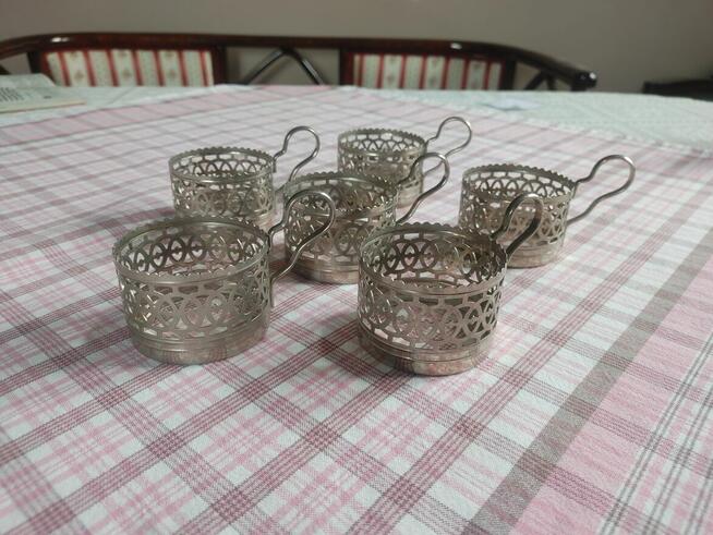 Koszyczki metalowe do szklanek z lat 70 - PRL