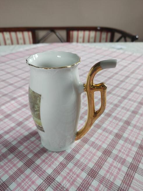 Kubek porcelanowy do picia wód leczniczych z Krynicy Giesche