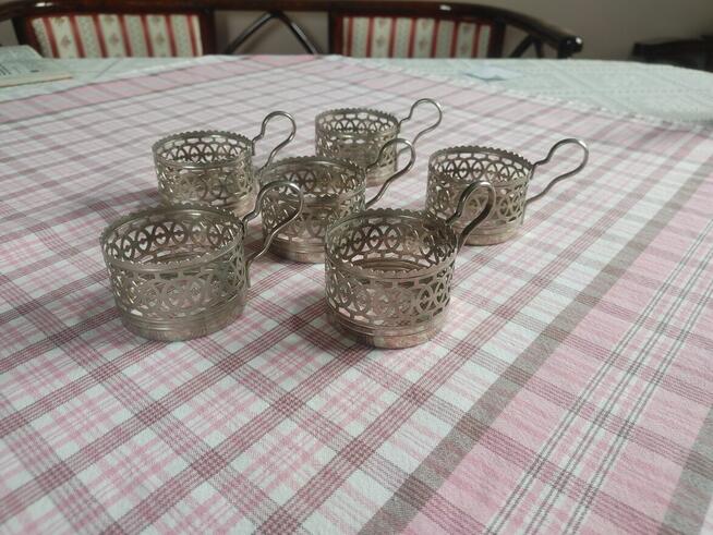 Koszyczki metalowe do szklanek z lat 70 - PRL