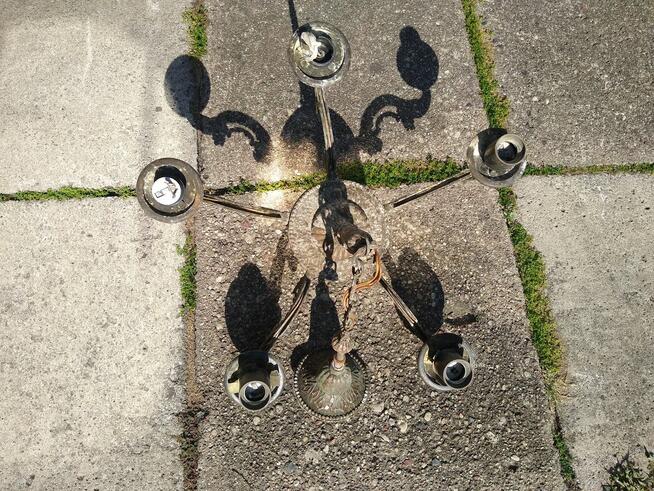 Stary żyrandol pięcioramienny, mosiężny, 150 zł.