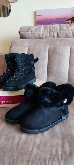 Kozaczki ocieplane damskie z cyrkoniami nowe