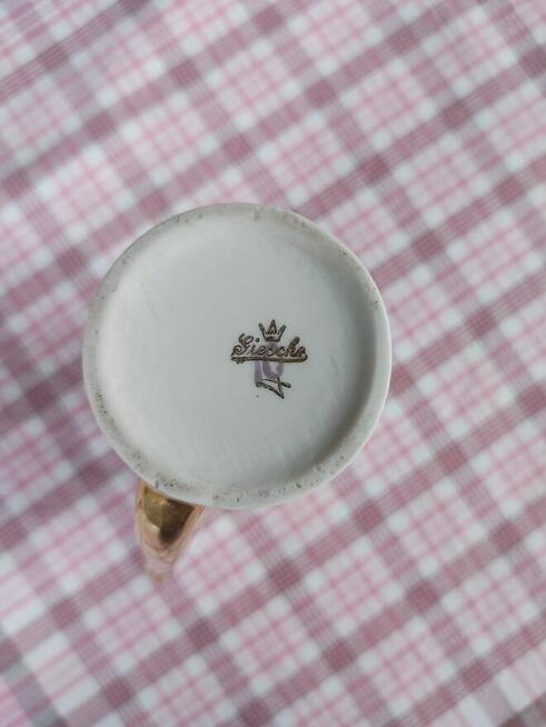 Kubek porcelanowy do picia wód leczniczych z Krynicy Giesche