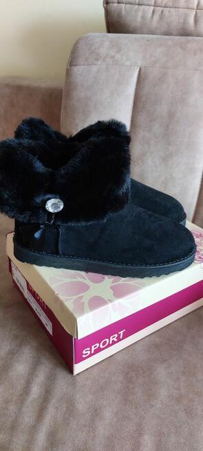 Kozaczki ocieplane damskie z cyrkoniami nowe