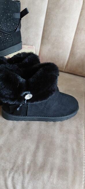 Kozaczki ocieplane damskie z cyrkoniami nowe