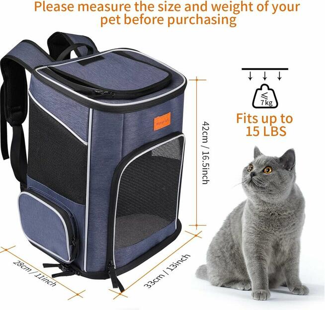 Morpilot Plecak do przenoszenia psa kota do7kg 33x28x42 Skła