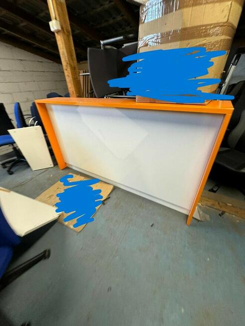 Recepcja biało pomarańczowa połysk duża do biur przychodni