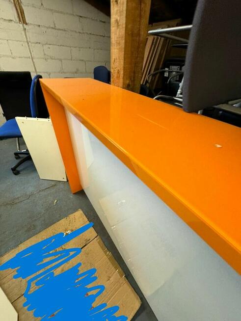 Recepcja biało pomarańczowa połysk duża do biur przychodni