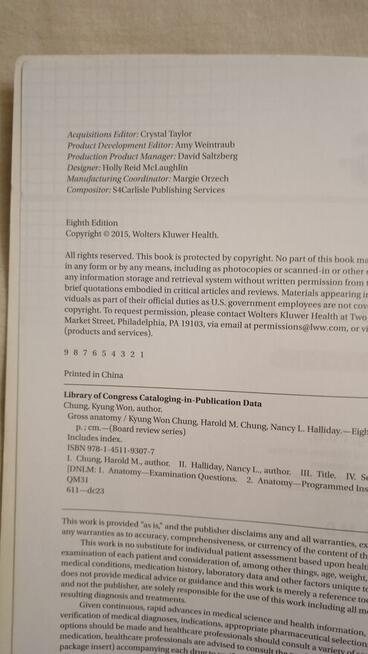 Gross Anatomy Chiny / Halliday