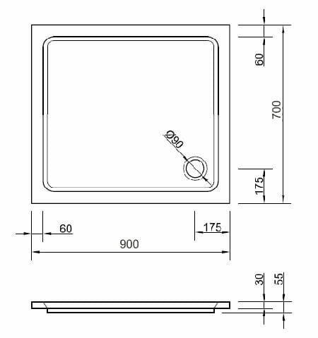 Brodzik prostokątny 90x70 cm w niskiej cenie