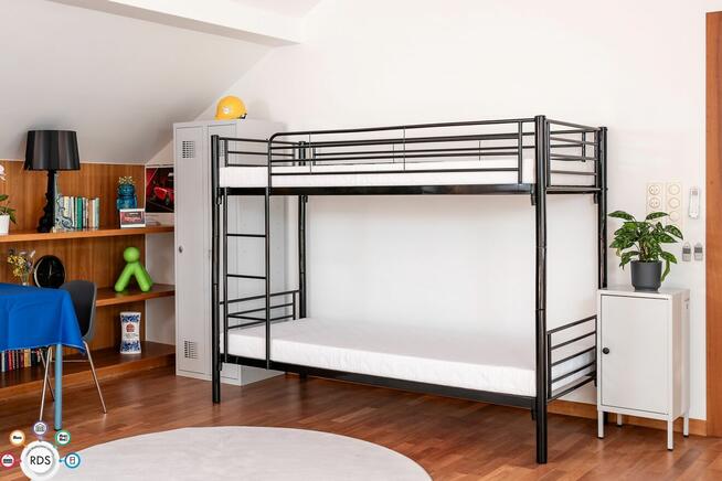 Nowe Łóżko piętrowe metalowe + 2 materace KOMPLET 200x90cm