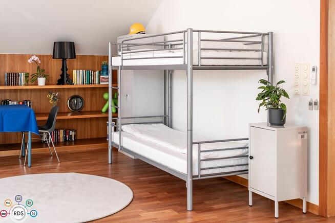 ŁÓŻKO PIĘTROWE metalowe ROZKŁADANE 2w1 90x200 + 2 MATERACE