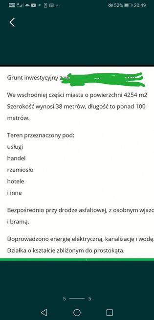 Do wydzierżawienia działka inwestycyjna usługi, handel, inne