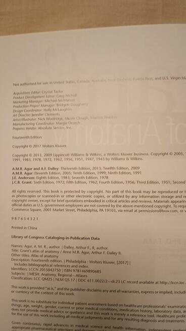 Grants Atlas of Anatomy Agur/Dalley