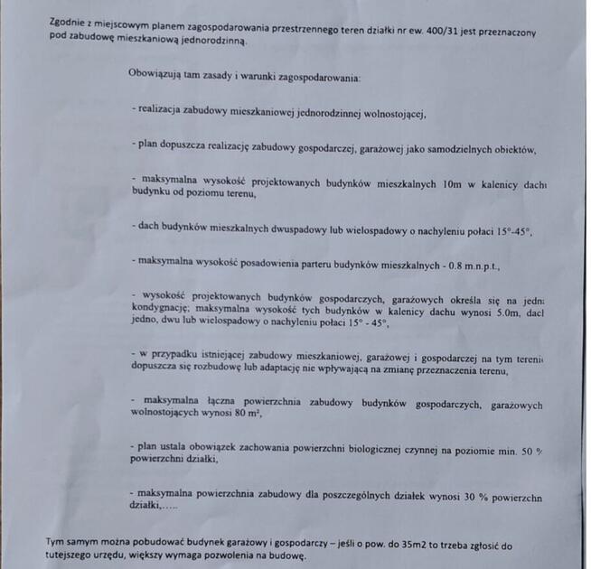 Działka budowlana 400/31 Jaktorów ul. Alpejska Budy Grzybek