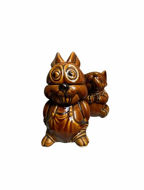 Komplet 3 pojemników ceramicznych PRL, retro dekoracja