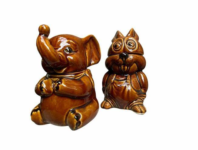 Komplet 3 pojemników ceramicznych PRL, retro dekoracja