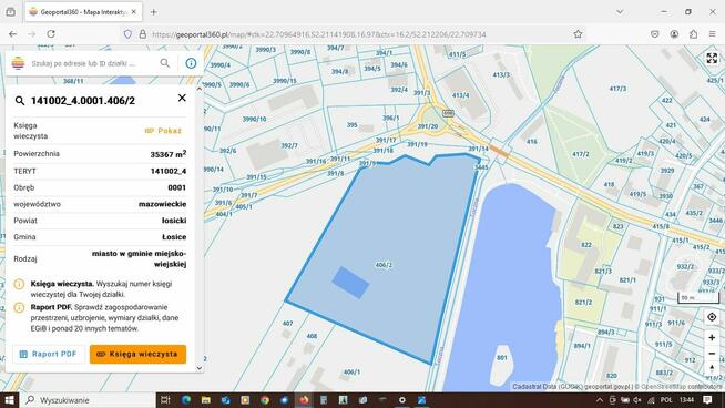 sprzedam działkę 3,54h- Łosice przy jeziorku Dojazd media