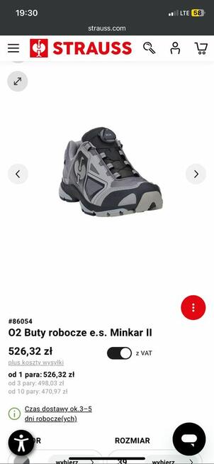 Buty robocze strauss rozmiar 41 bardzo wygodne