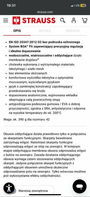 Buty robocze strauss rozmiar 41 bardzo wygodne