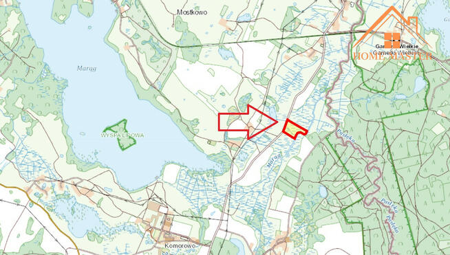 działka w miejscowości Mostkowo przy drodze wojewódzkiej nr 530