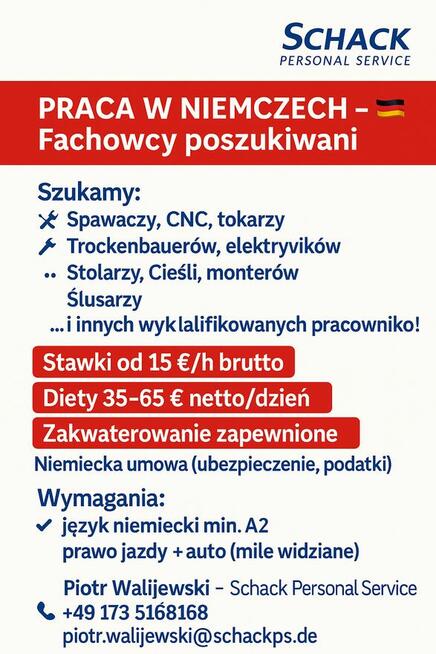 Schack Personal Service GmbH – Praca w Niemczech dla fachowc