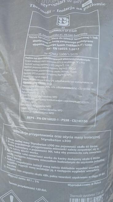 Styrobeton granulat styropianowy Thermolit izolacja 2x60L