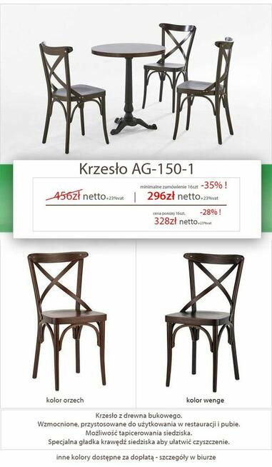 Wyprzedaż krzeseł, stołów z drewna do restauracji