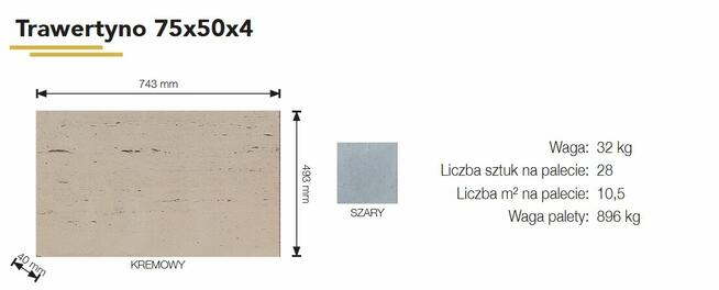 Płyta dekoracyjna 75x50x4 Trawertyno