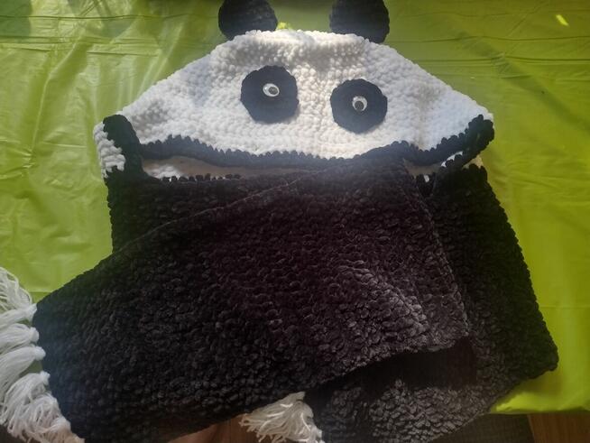 Czapki szaliki panda ręcznie robiony