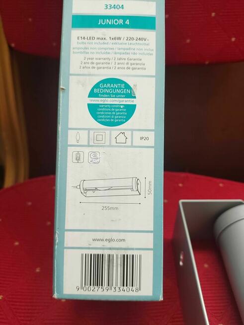 Lampa Ścienna Srebrna Eglo Kinkiet Lampka nad Lustro Obraz