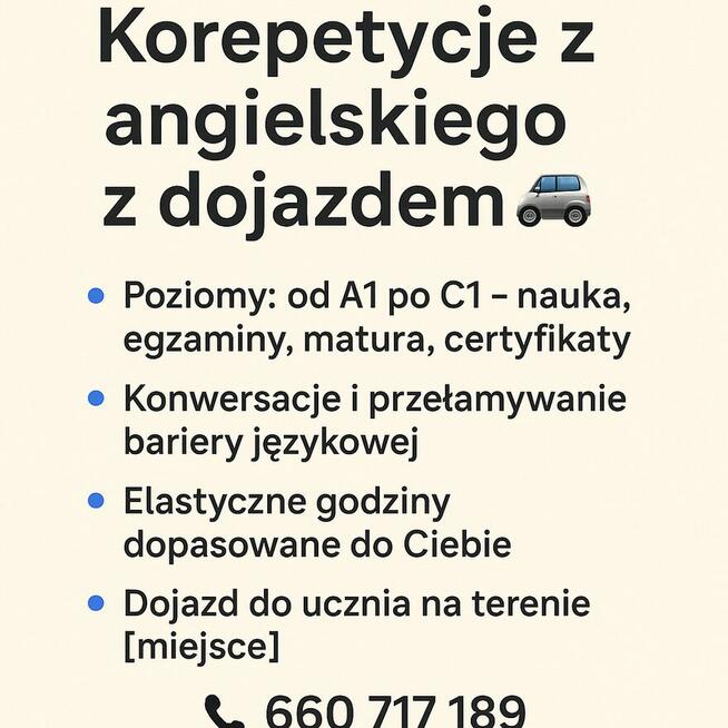 Angielski korepetycje z dojazdem