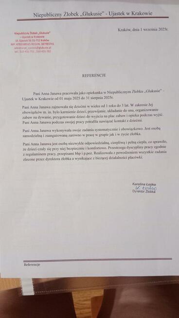 Szukam pracy w żłobku lub jako niania albo pomoc w przedszk