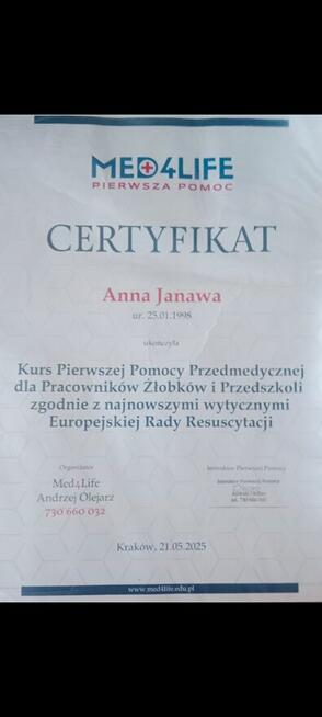 Szukam pracy w żłobku lub jako niania albo pomoc w przedszk