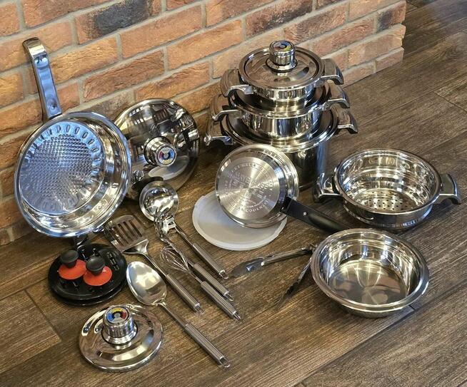 Garnki nierdzewne duży zestaw