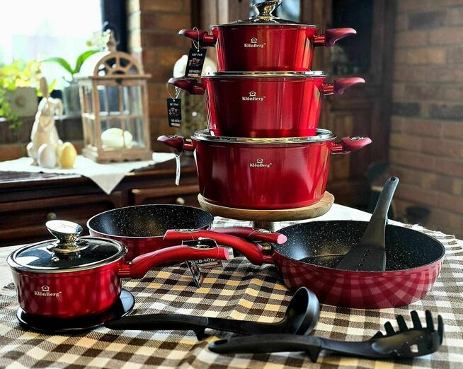 Zestaw garnków marmurowych lakierowane