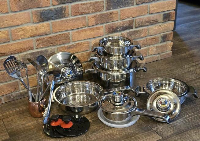 Garnki nierdzewne duży zestaw