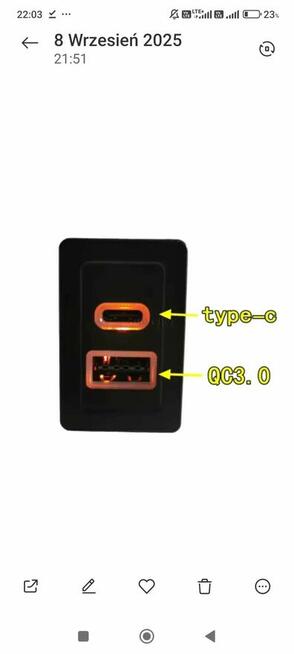 Ładowarka samochodowa Szybka QC3.0 Typ-c USB Adapter Gniazdo