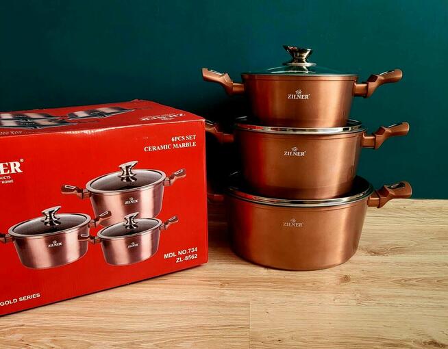 Garnki marmur lakierowane