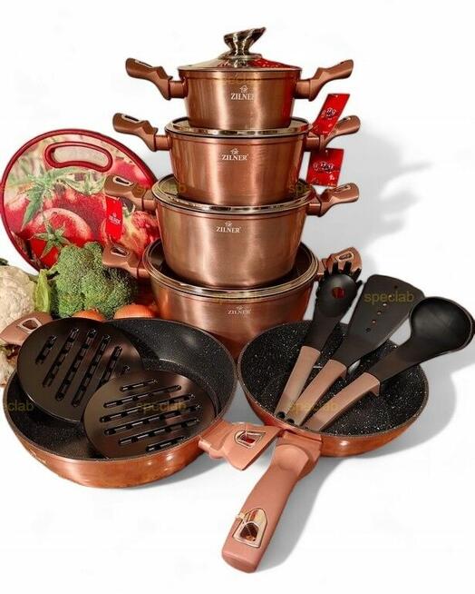 Zestaw garnków marmurowych lakierowane