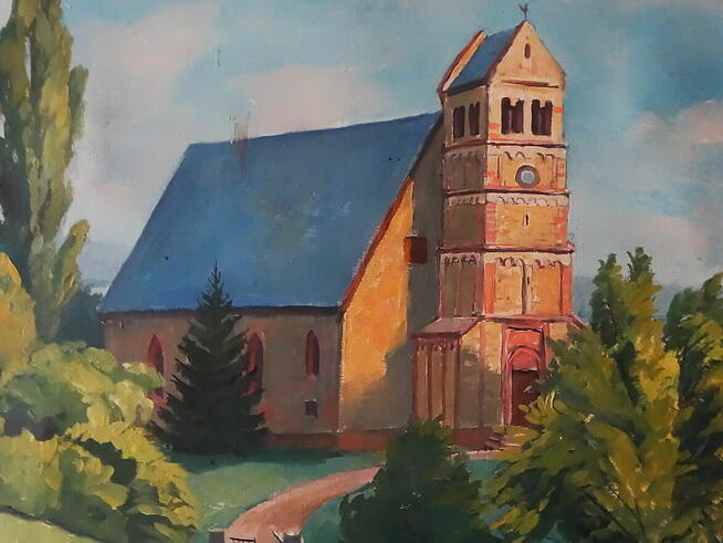 Obraz olejny na płótnie Antone Heydt (1880) pejzaż z winnicą