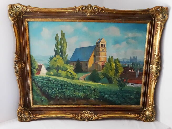 Obraz olejny na płótnie Antone Heydt (1880) pejzaż z winnicą