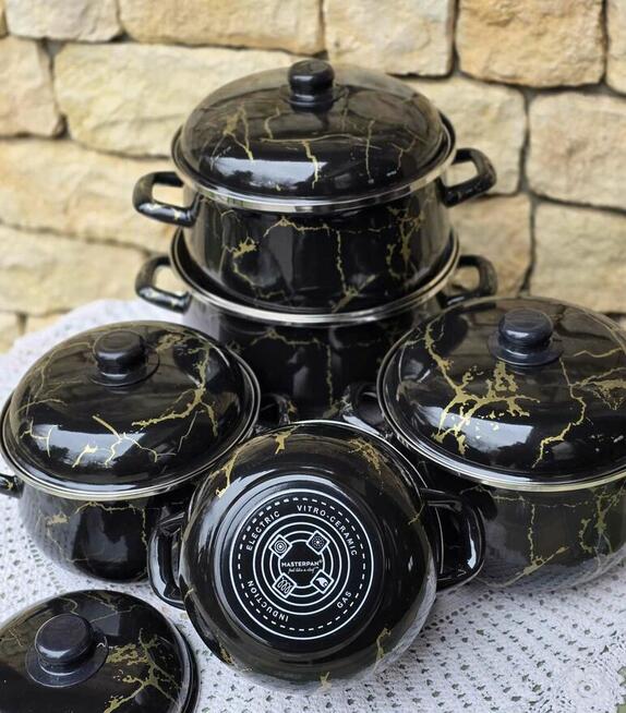 Garnki emaliowane różne wzory