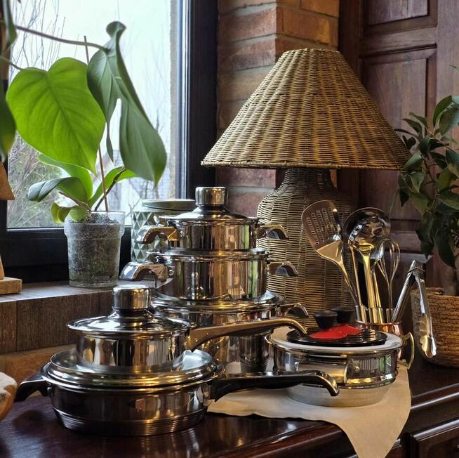 Garnki nierdzewne duży zestaw