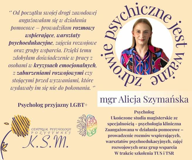 Psycholog Konsultacja psychologiczna Wsparcie psychologiczne