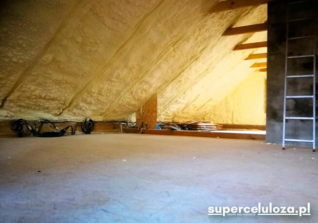 Wdmuchiwanie granulatu celulozy | Naprawa dachu po kunach
