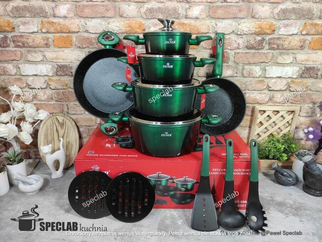 Zestaw garnków marmurowych lakierowane