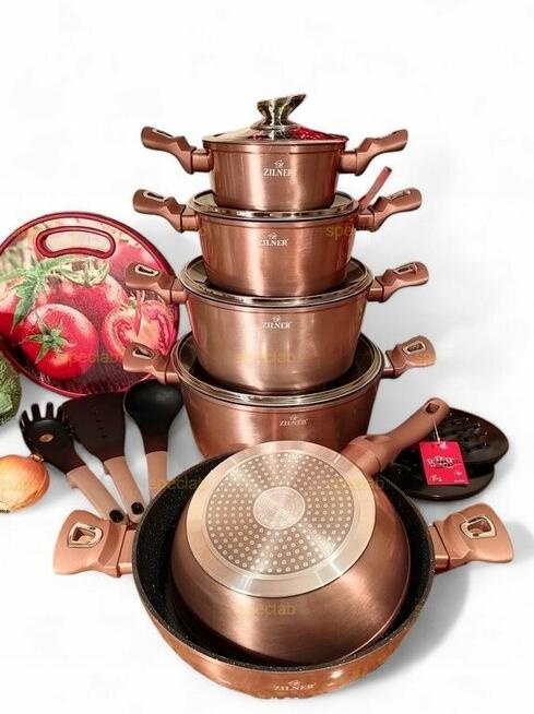 Zestaw garnków marmurowych lakierowane