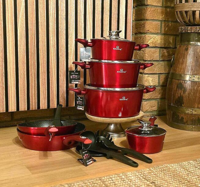 Zestaw garnków marmurowych lakierowane